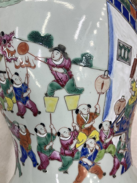 古玩陶瓷百子鬧春圖粉彩將軍罐真品鑒賞圖