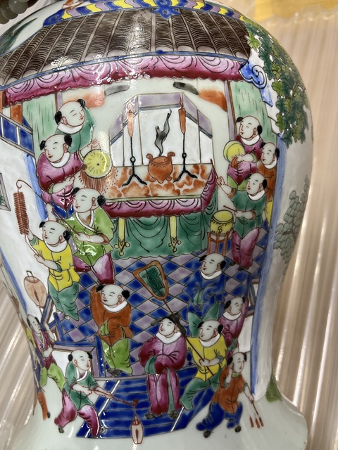 古玩陶瓷百子鬧春圖粉彩將軍罐真品鑒賞圖