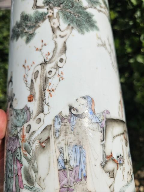 古玩陶瓷粉彩人物故事帽筒真品鑒賞圖
