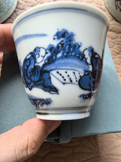 古玩陶瓷青花人物故事杯（日本瓷）真品鑒賞圖