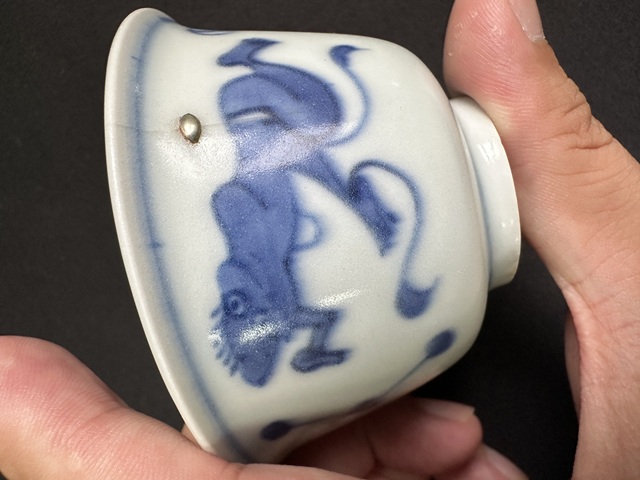 古玩陶瓷魁星點斗青花杯真品鑒賞圖