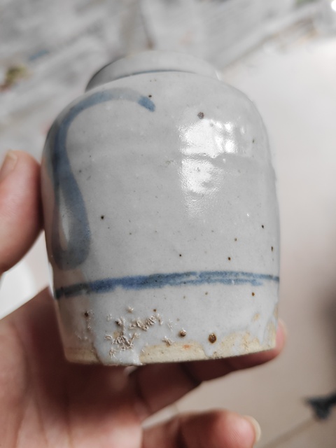 古玩陶瓷明晚期 青花花卉紋小罐真品鑒賞圖
