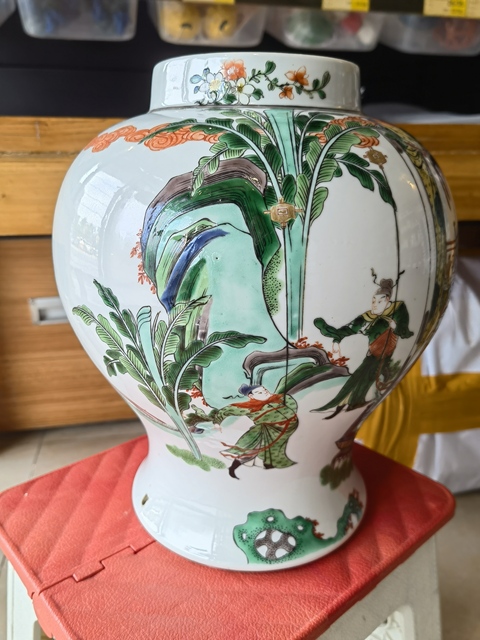 古玩陶瓷五彩人物故事紋將軍罐真品鑒賞圖