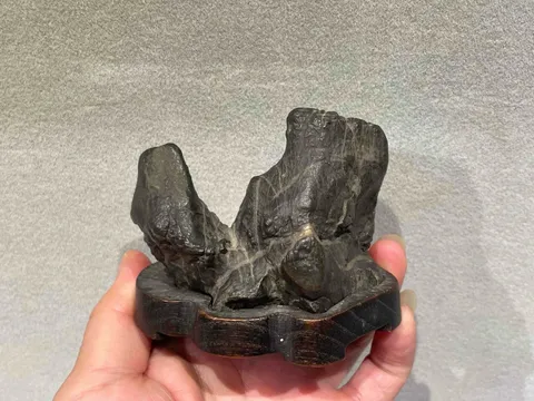古玩雜項靈壁石(含座)真品鑒賞圖
