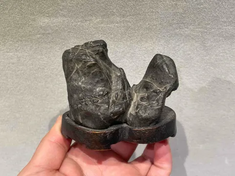古玩雜項靈壁石(含座)真品鑒賞圖