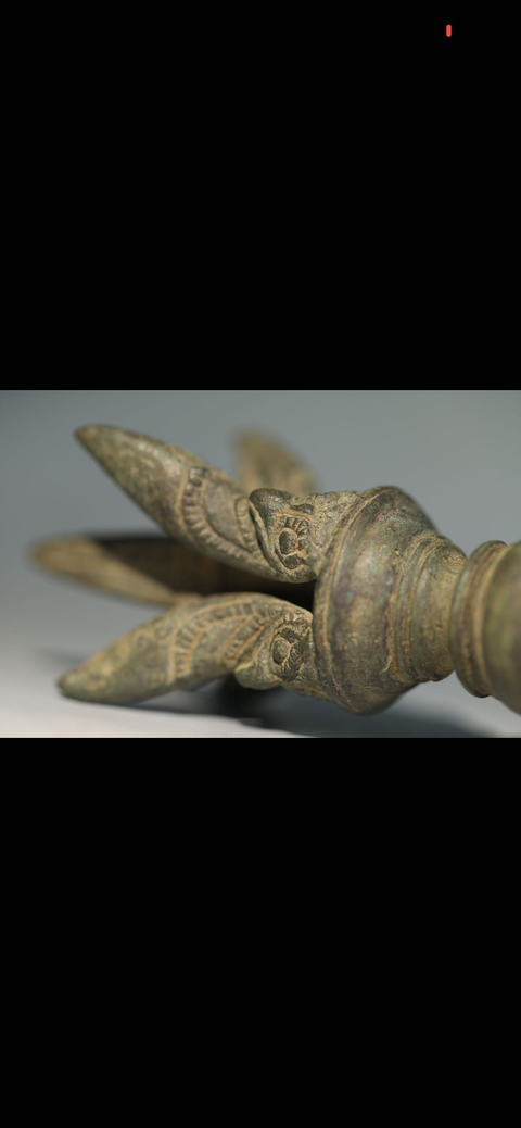 古玩銅器高棉風格五股金剛杵真品鑒賞圖