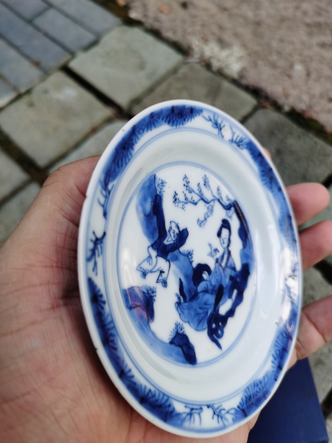古玩陶瓷青花人物故事盤真品鑒賞圖