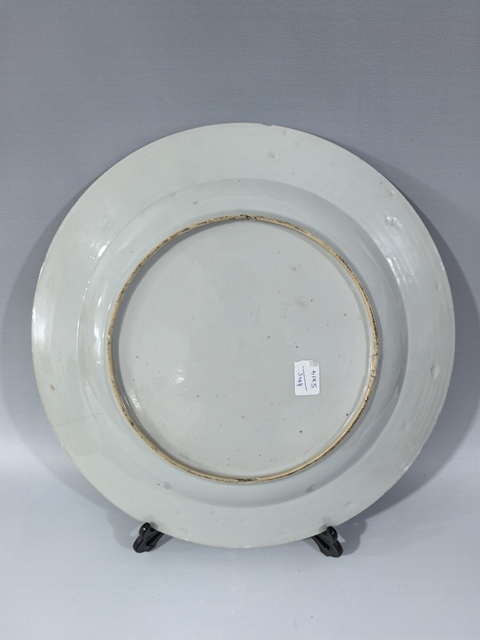 古玩陶瓷清中早·青花花卉大盤真品鑒賞圖