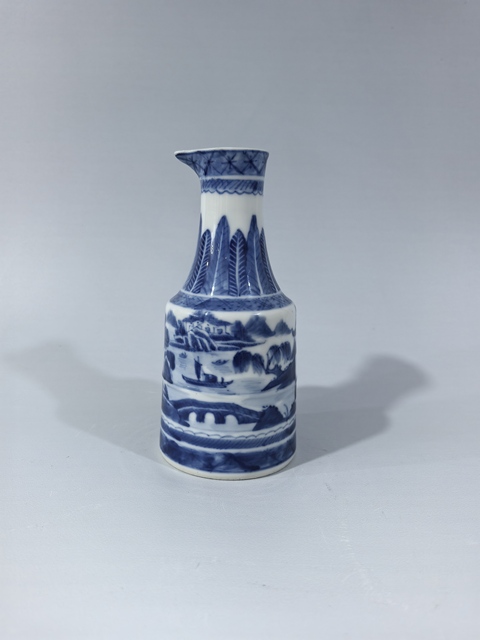 古玩陶瓷清晚·青花山水樓閣分酒器真品鑒賞圖