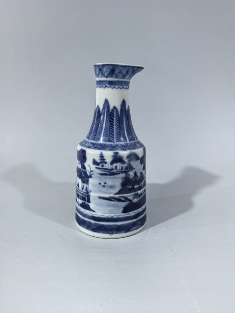 古玩陶瓷清晚·青花山水樓閣分酒器真品鑒賞圖