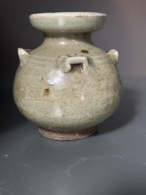 古玩陶瓷兩晉南北朝·青瓷四系罐真品鑒賞圖
