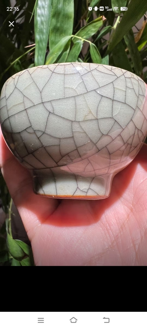 古玩陶瓷日本明治綠哥釉茶碗真品鑒賞圖