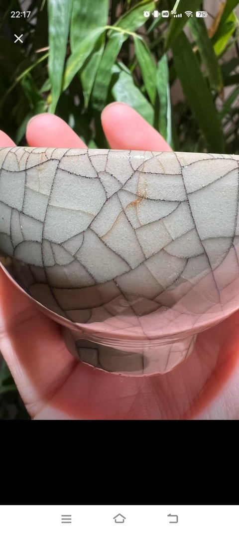 古玩陶瓷日本明治綠哥釉茶碗真品鑒賞圖