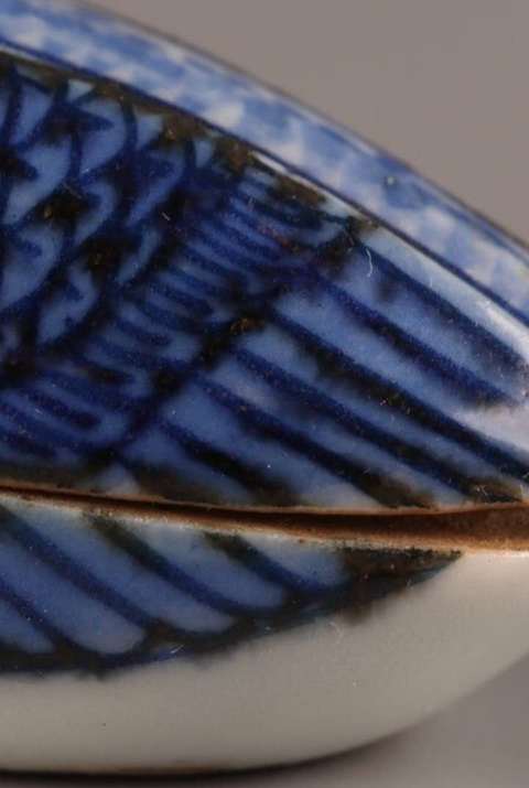 古玩陶瓷青花游禽蓋盒真品鑒賞圖
