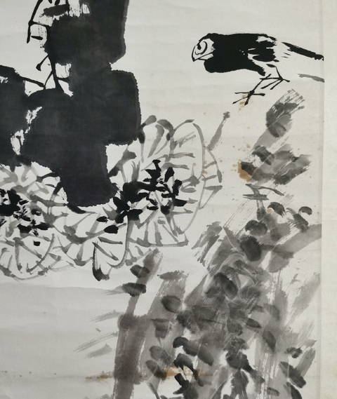 古玩字畫鳥石圖真品鑒賞圖