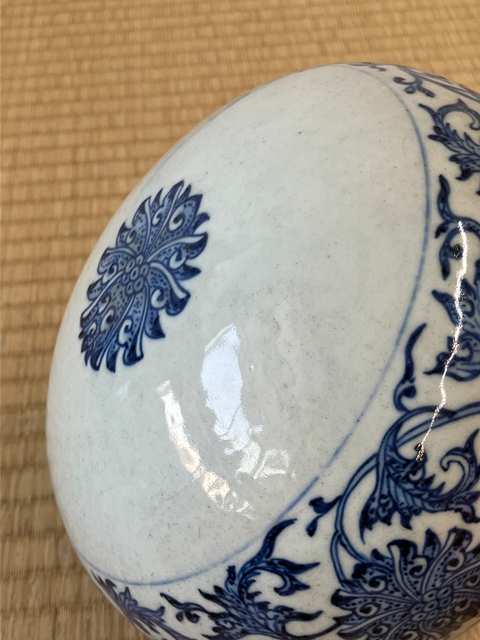 古玩陶瓷青花纏枝花卉紋缽真品鑒賞圖