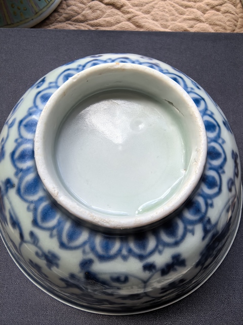 古玩陶瓷明中期青花花卉紋碗拍賣，當前價格9999元