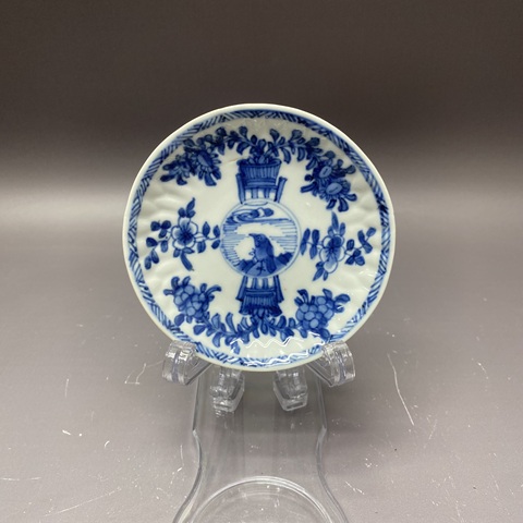 古玩陶瓷清康熙瓜棱紋青花盤拍賣，當(dāng)前價(jià)格890元