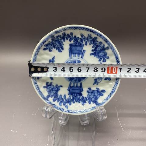 古玩陶瓷清康熙瓜棱紋青花盤拍賣，當(dāng)前價(jià)格890元