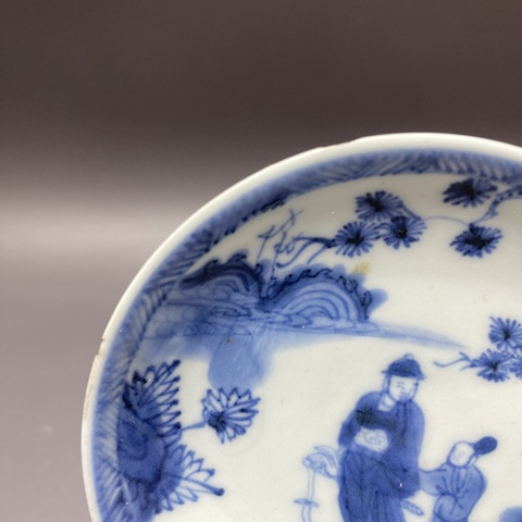 古玩陶瓷清康熙·人物山水紋青花盤拍賣,當前價格1260元