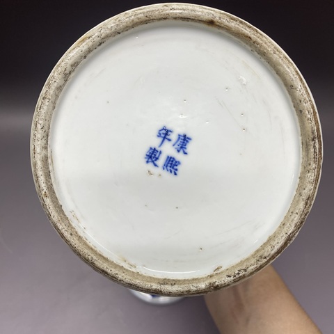 古玩陶瓷博古圖青花將軍罐真品鑒賞圖