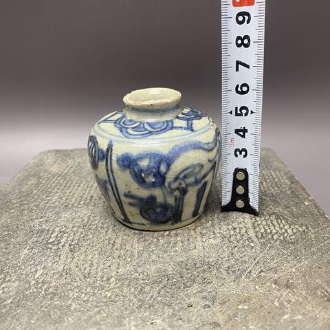 古玩陶瓷晚明青花水盂真品鑒賞圖