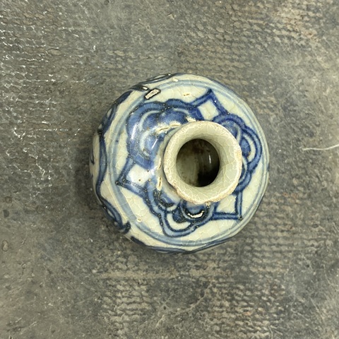 古玩陶瓷晚明青花水盂真品鑒賞圖