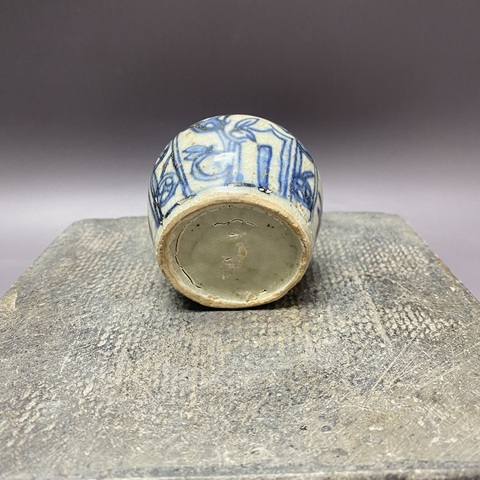 古玩陶瓷晚明青花水盂真品鑒賞圖