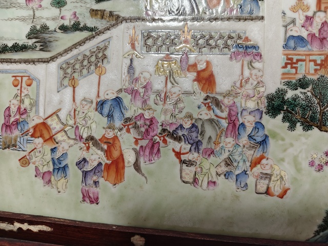 古玩陶瓷人物紋粉彩瓷板畫真品鑒賞圖
