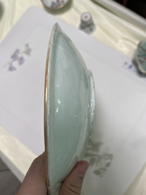 古玩陶瓷廣彩無雙譜人物貢盤真品鑒賞圖
