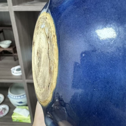 古玩陶瓷清中期祭藍(lán)釉香爐真品鑒賞圖