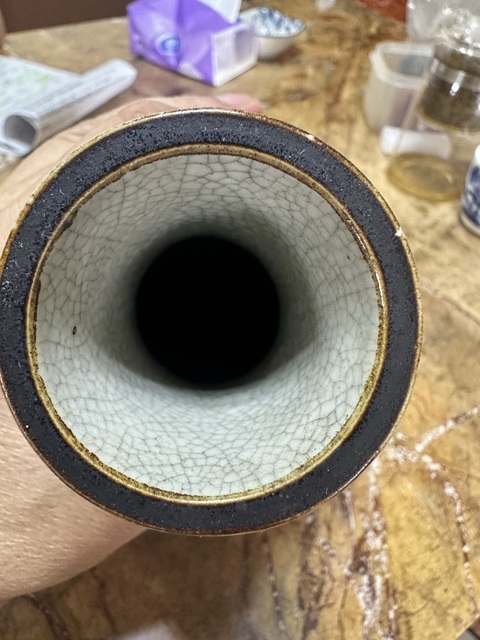 古玩陶瓷哥釉地五彩鳳紋瓶真品鑒賞圖
