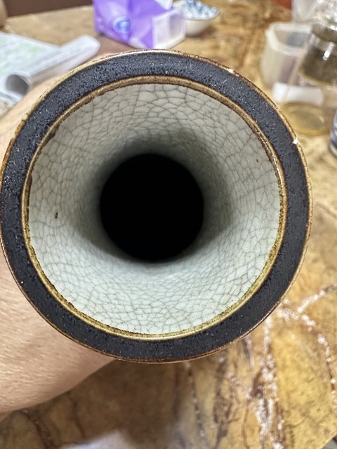 古玩陶瓷哥釉地五彩鳳紋瓶真品鑒賞圖