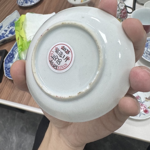 古玩陶瓷雍正粉彩花鳥碟真品鑒賞圖