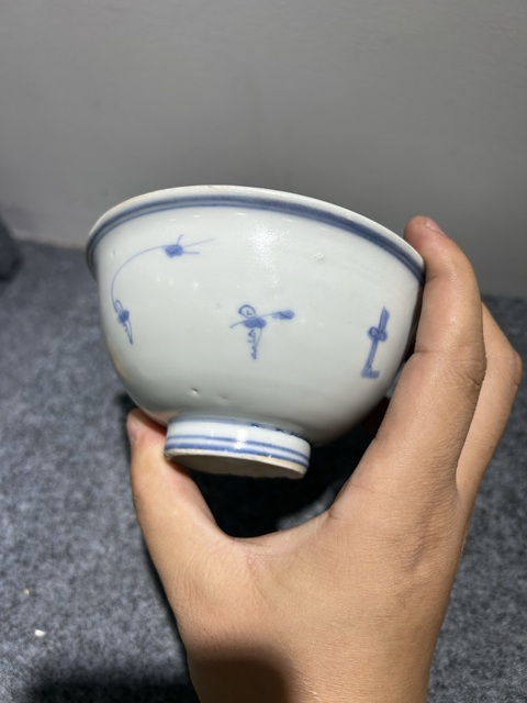 古玩陶瓷晚明嬰戲紋青花茶圓真品鑒賞圖