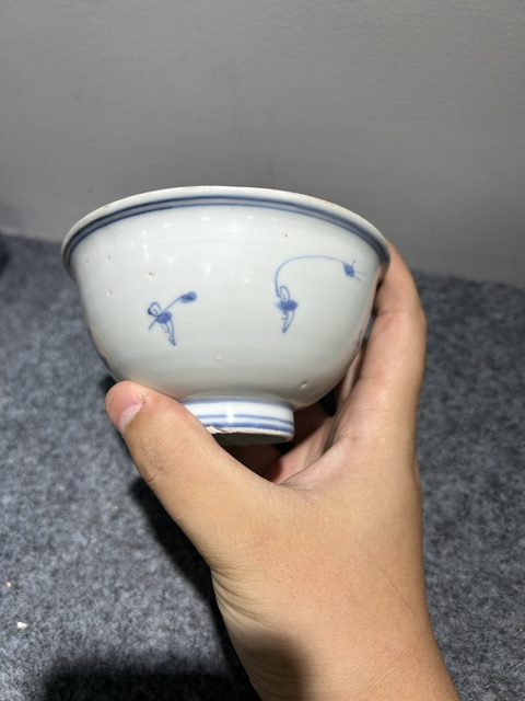 古玩陶瓷晚明嬰戲紋青花茶圓真品鑒賞圖