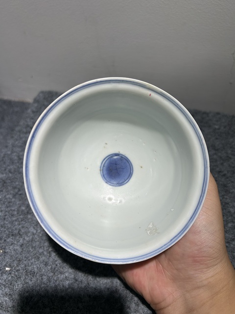 古玩陶瓷晚明嬰戲紋青花茶圓真品鑒賞圖