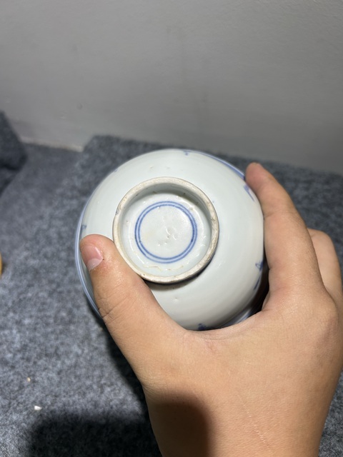 古玩陶瓷晚明嬰戲紋青花茶圓真品鑒賞圖
