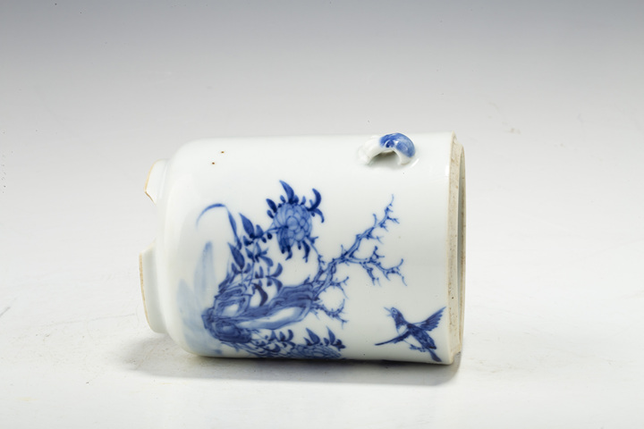 古玩陶瓷晚清·青花花鳥紋蓋缸真品鑒賞圖