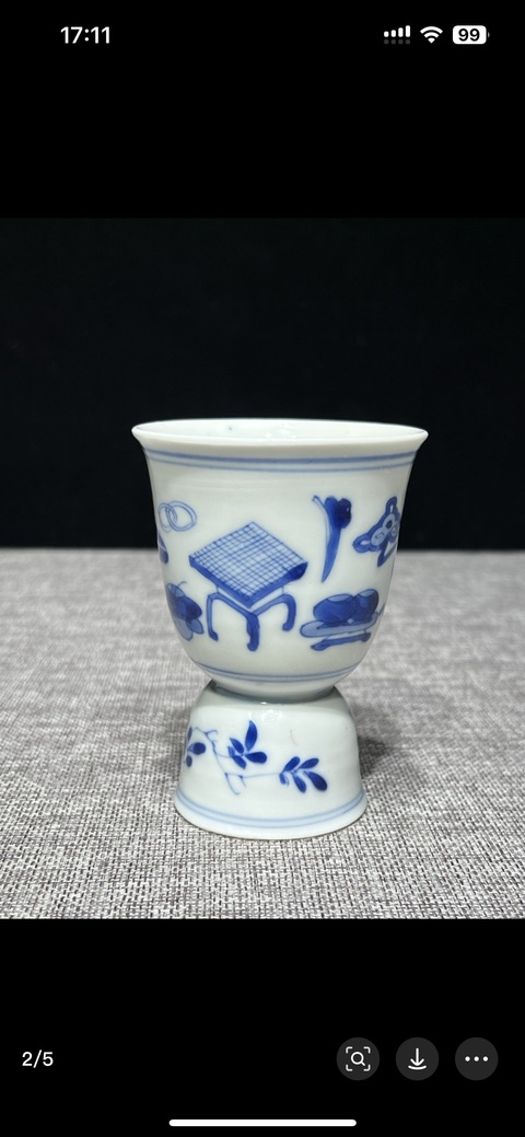 古玩陶瓷博古圖青花高足杯拍賣,當前價格8800元