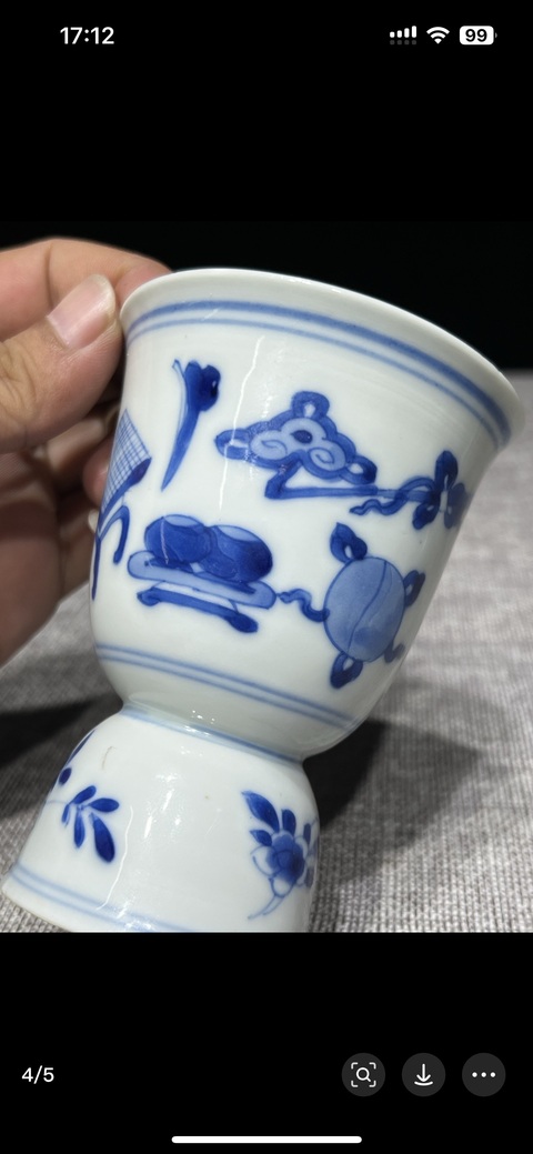 古玩陶瓷博古圖青花高足杯拍賣,當前價格8800元