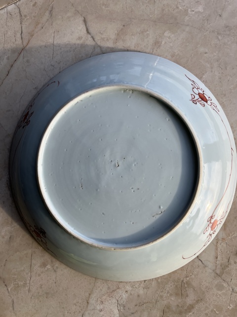 古玩陶瓷粉彩花鳥(niǎo)紋臥盤(pán)真品鑒賞圖