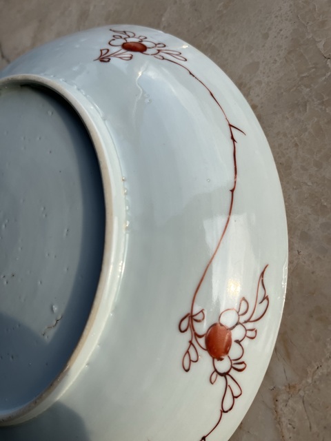 古玩陶瓷粉彩花鳥(niǎo)紋臥盤(pán)真品鑒賞圖