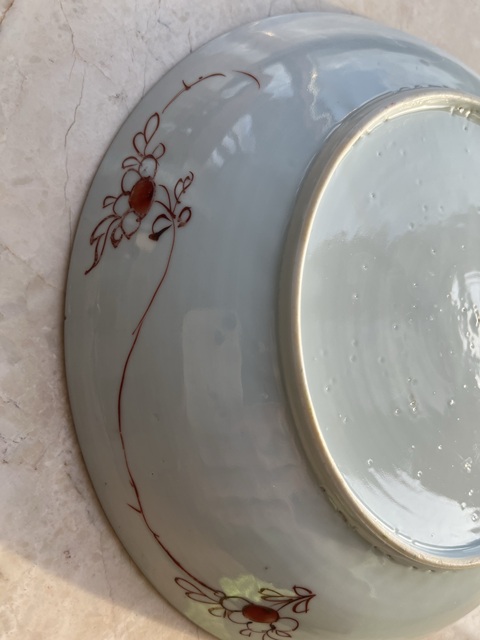 古玩陶瓷粉彩花鳥(niǎo)紋臥盤(pán)真品鑒賞圖