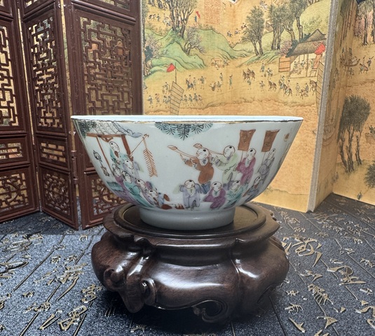 古玩陶瓷清同治 粉彩百字龍燈碗拍賣，當前價格6580元
