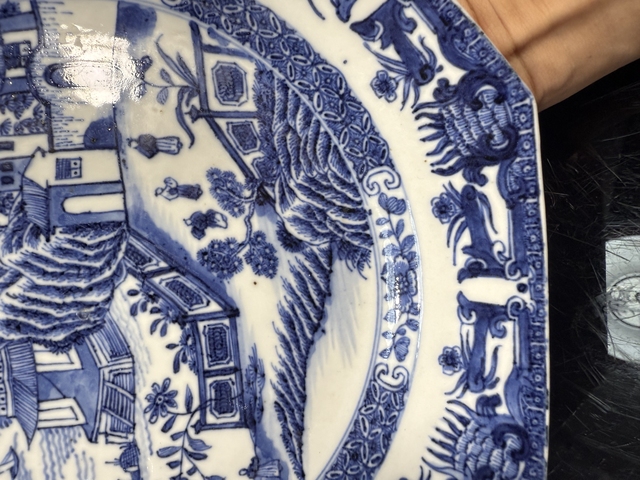 古玩陶瓷清乾隆細路青花攜琴訪友圖八方盤拍賣,當前價格1588元