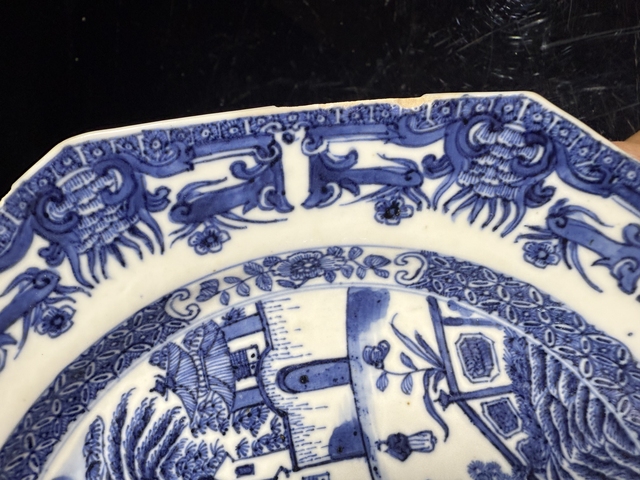 古玩陶瓷清乾隆細路青花攜琴訪友圖八方盤拍賣,當前價格1588元