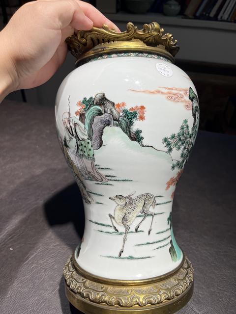 古玩陶瓷五彩五老觀太極圖半截花觚真品鑒賞圖