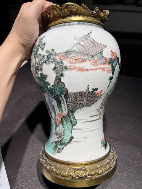 古玩陶瓷五彩五老觀太極圖半截花觚真品鑒賞圖
