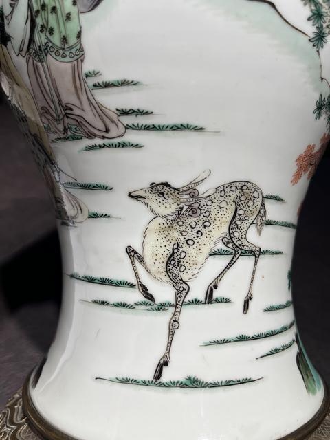 古玩陶瓷五彩五老觀太極圖半截花觚真品鑒賞圖